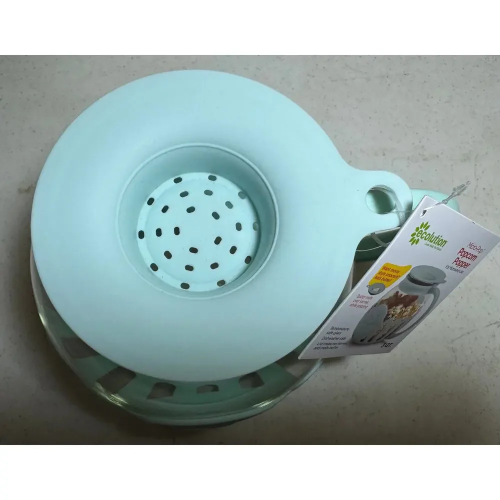 Ecolution Micro-Pop 3 Qt. Microwave Popcorn Popper Mint Green New with Tags